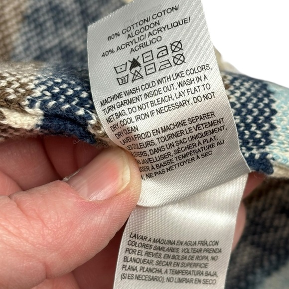 EUC Lucky Brand Women’s Open Front Southwestern/Fair Isle print cardigan Sz Med - Picture 9 of 10